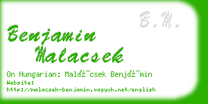 benjamin malacsek business card